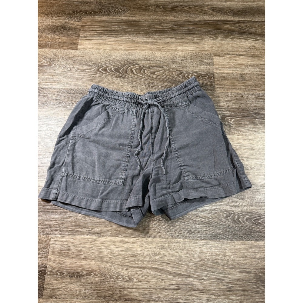 Universal Thread Shorts Gray Linen Blend Drawstring Elastic Waist Womens Small